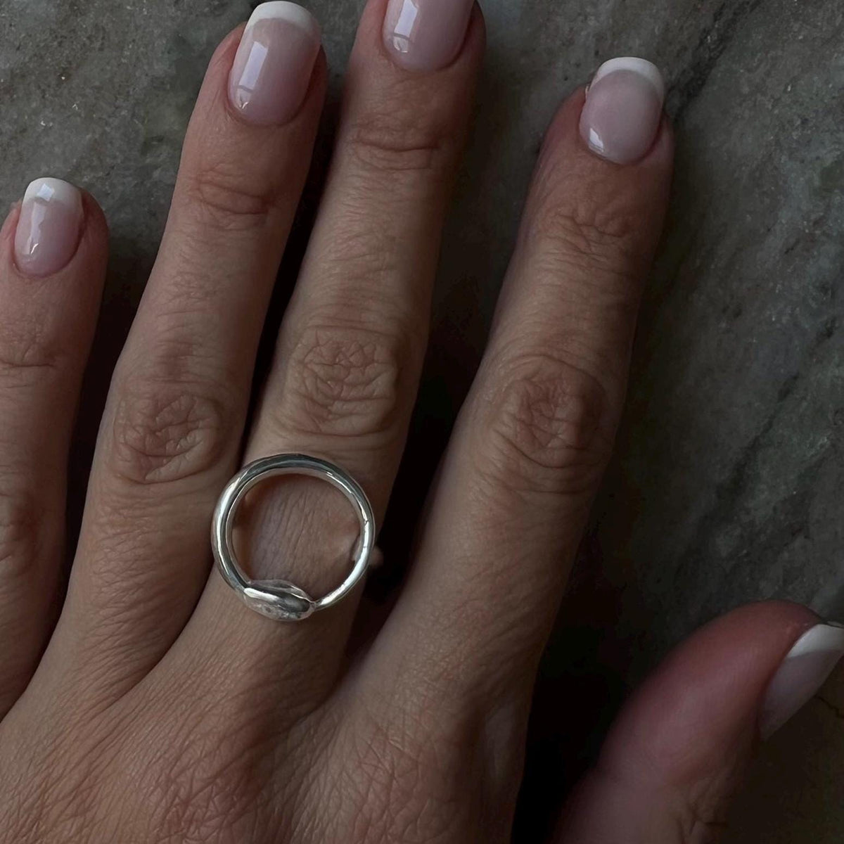 Solid sterling Silver Ouroboros Snake Ring: hollow ring - KathyRossJewelry