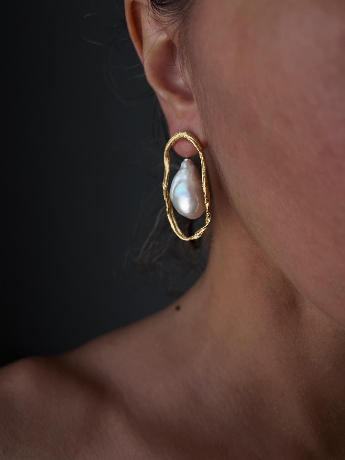 Baroque Pearl Ear Jackets earrings : 18k gold filled on sterling silver 925 - KathyRossJewelry