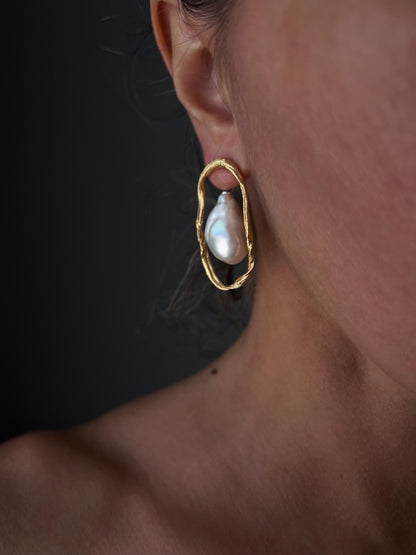 Baroque Pearl Ear Jackets earrings : 18k gold filled on sterling silver 925 - KathyRossJewelry