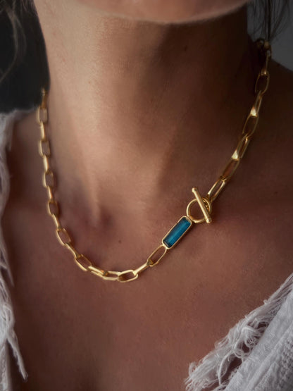 18k Gold filled Paperclip Link Chain Necklace: Gemstone solid sterling silver - KathyRossJewelry
