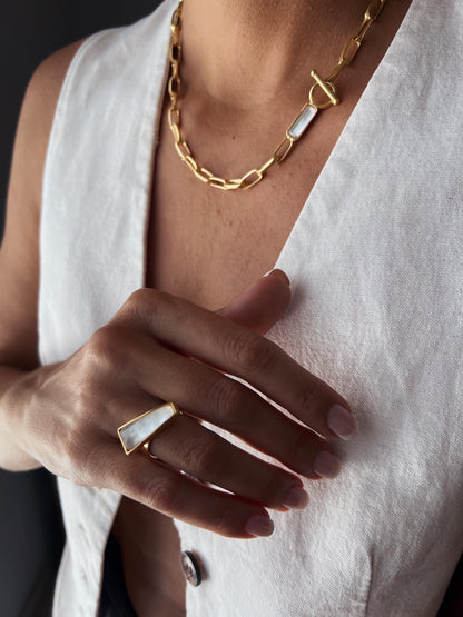 18k Gold filled Paperclip Link Chain Necklace: Gemstone solid sterling silver - KathyRossJewelry