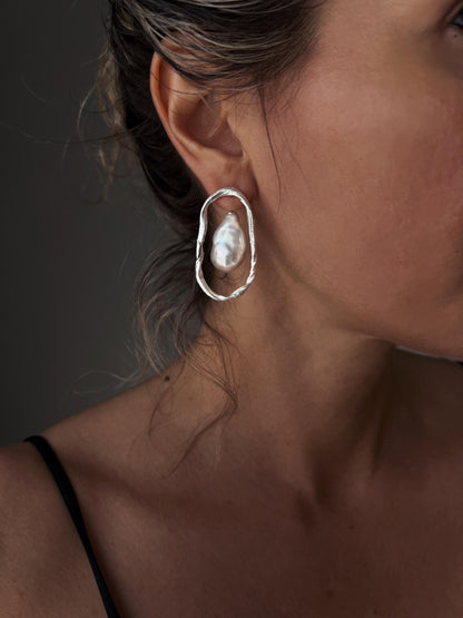 Baroque Pearl Ear Jackets earrings : 18k gold filled on sterling silver 925 - KathyRossJewelry