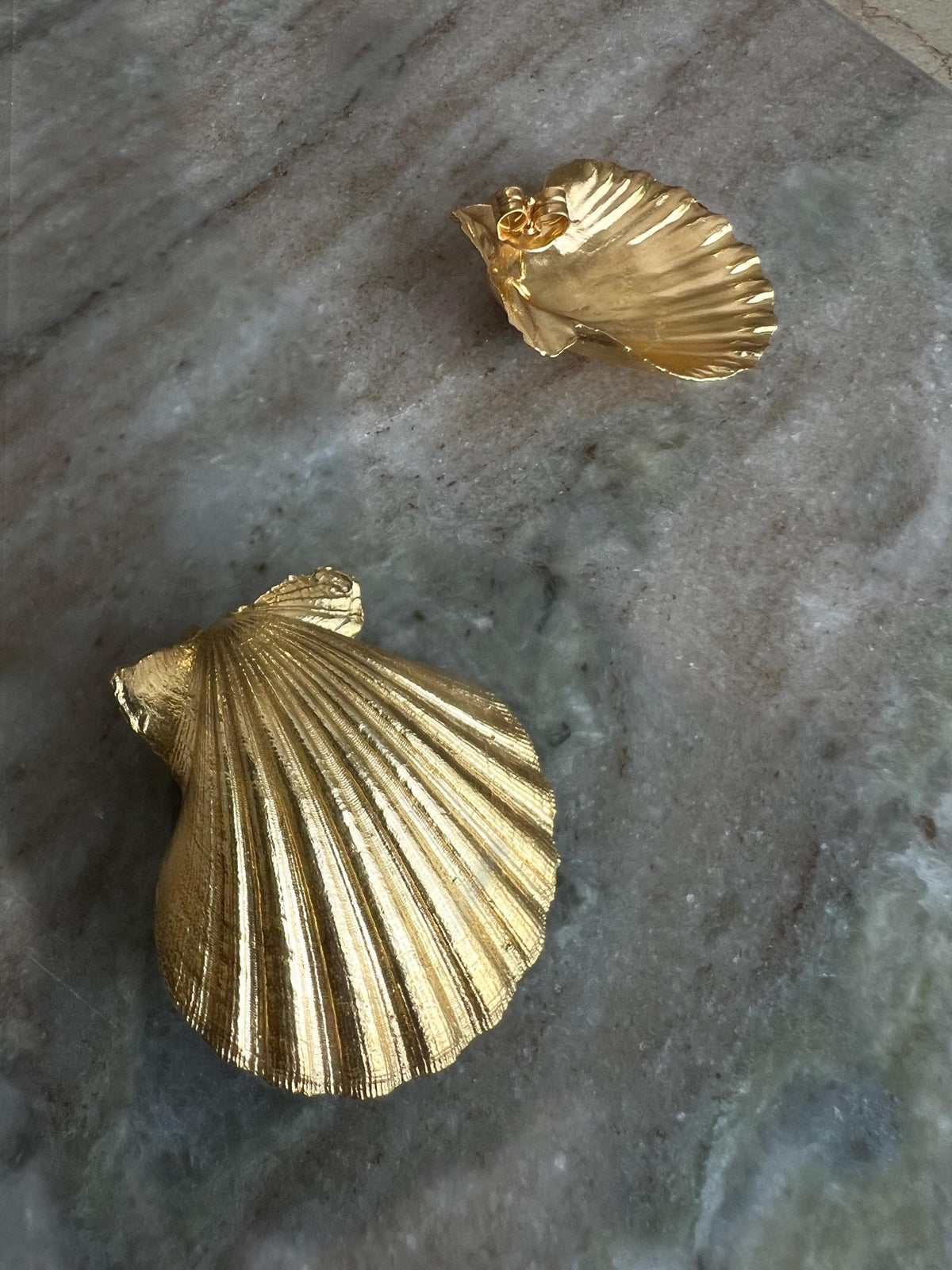 18k gold filled on Silver 925 clam Shell Earrings - KathyRossJewelry
