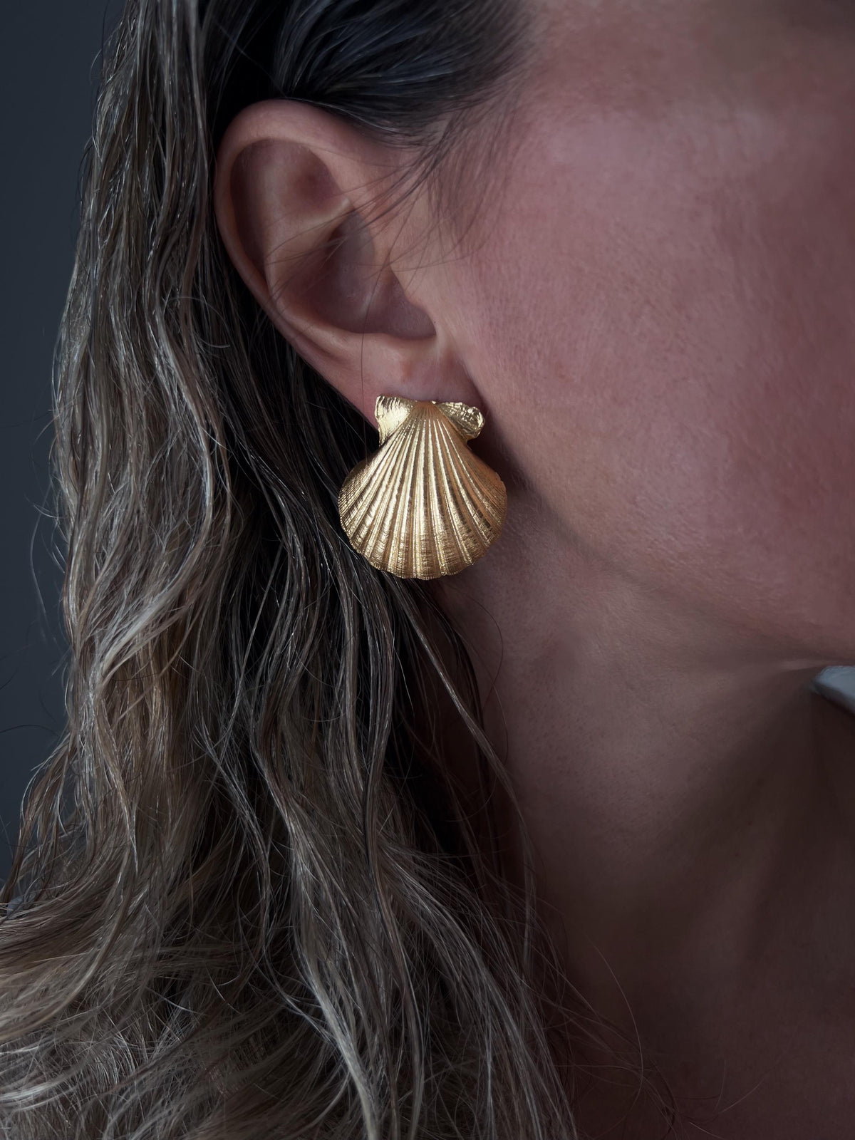 18k gold filled on Silver 925 clam Shell Earrings - KathyRossJewelry