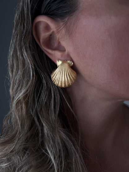 18k gold filled on Silver 925 clam Shell Earrings - KathyRossJewelry
