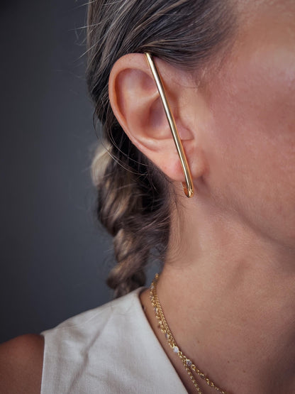 18k gold filled sterling silver long bar earring - KathyRossJewelry