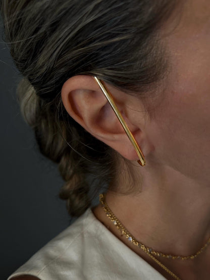 18k gold filled sterling silver long bar earring - KathyRossJewelry