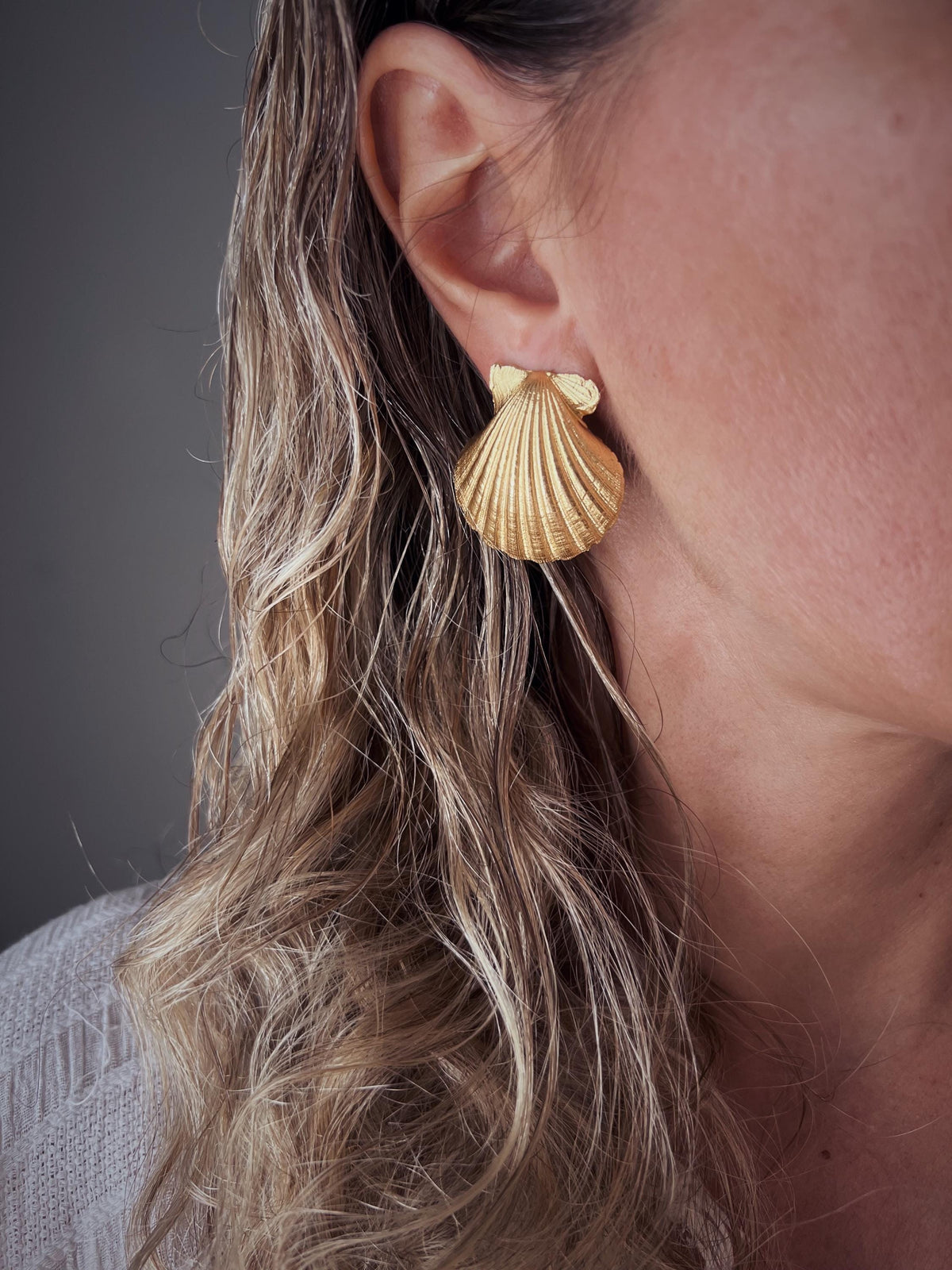 18k gold filled on Silver 925 clam Shell Earrings - KathyRossJewelry