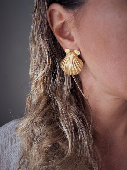 18k gold filled on Silver 925 clam Shell Earrings - KathyRossJewelry