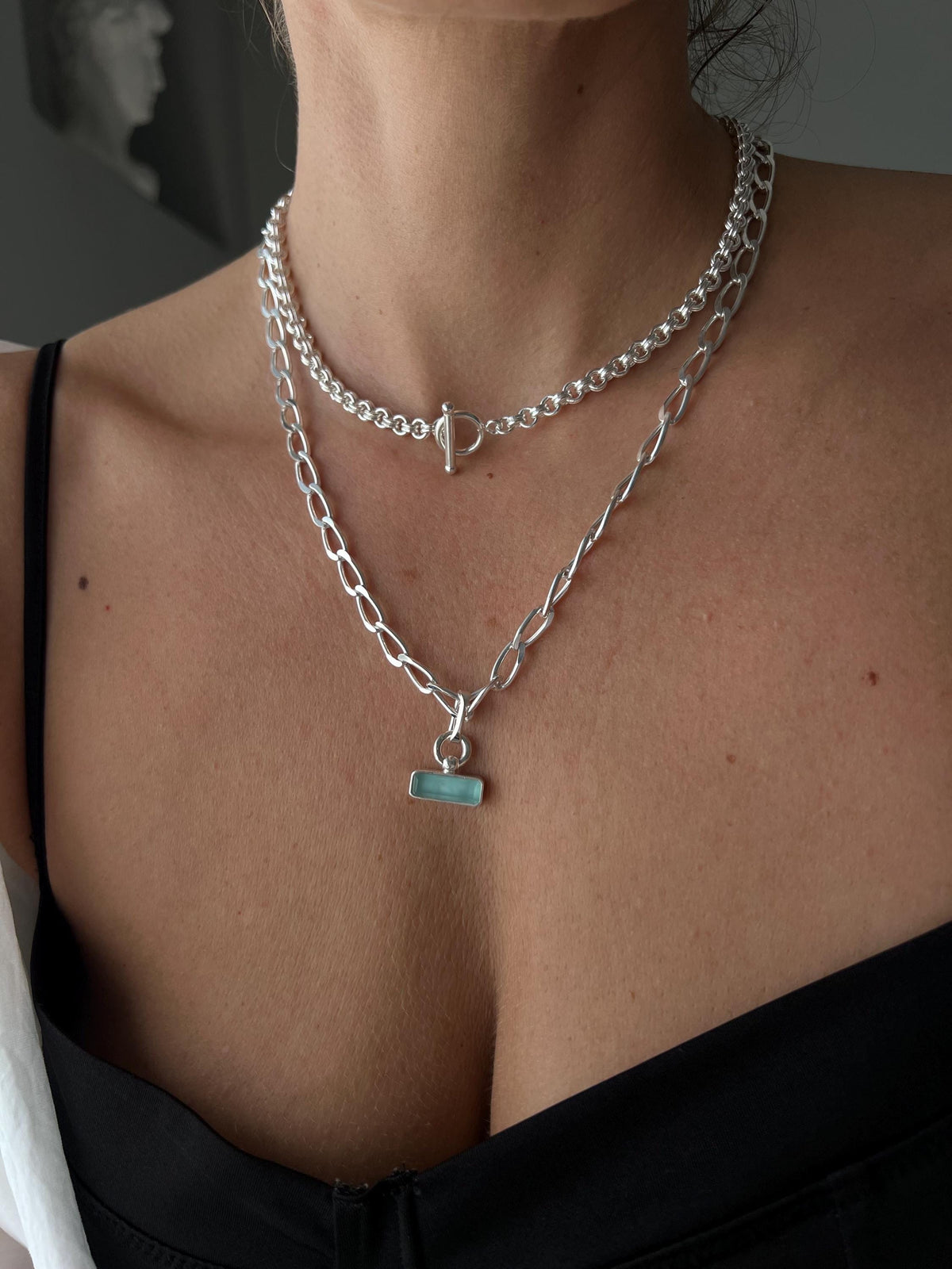 Thick bold rolo chain necklace : 18k gold filled sterling silver with t clasp - KathyRossJewelry