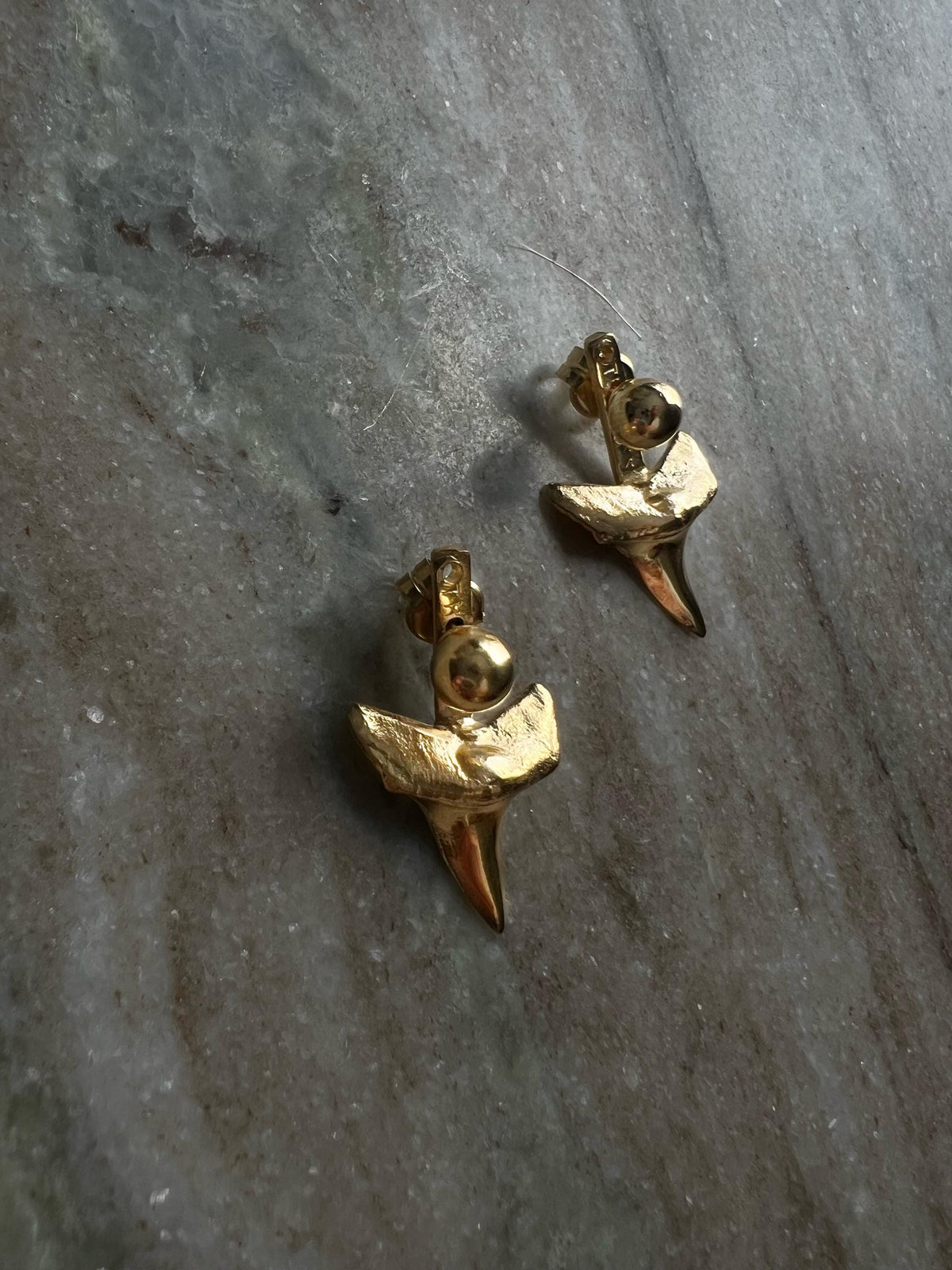 Sterling Silver Shark Tooth Ear Jacket Stud Earrings - KathyRossJewelry