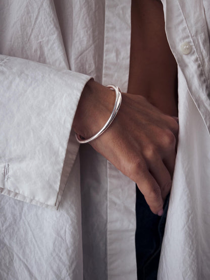 Solid sterling Silver 925 curvy cuff bracelet - KathyRossJewelry