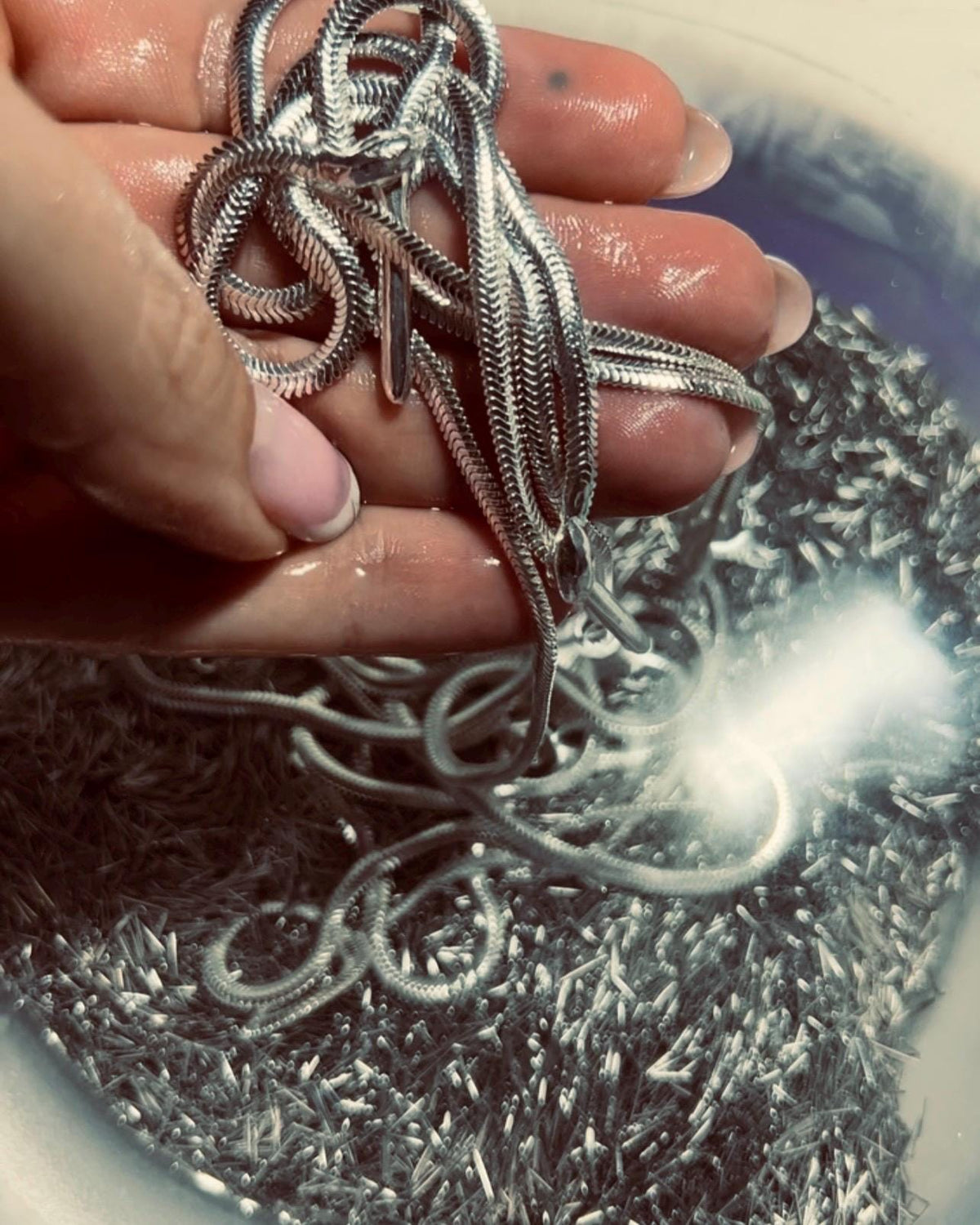 Long chain lariat snake serpent necklace: solid silver 18k gold filled mythological jewelry - KathyRossJewelry