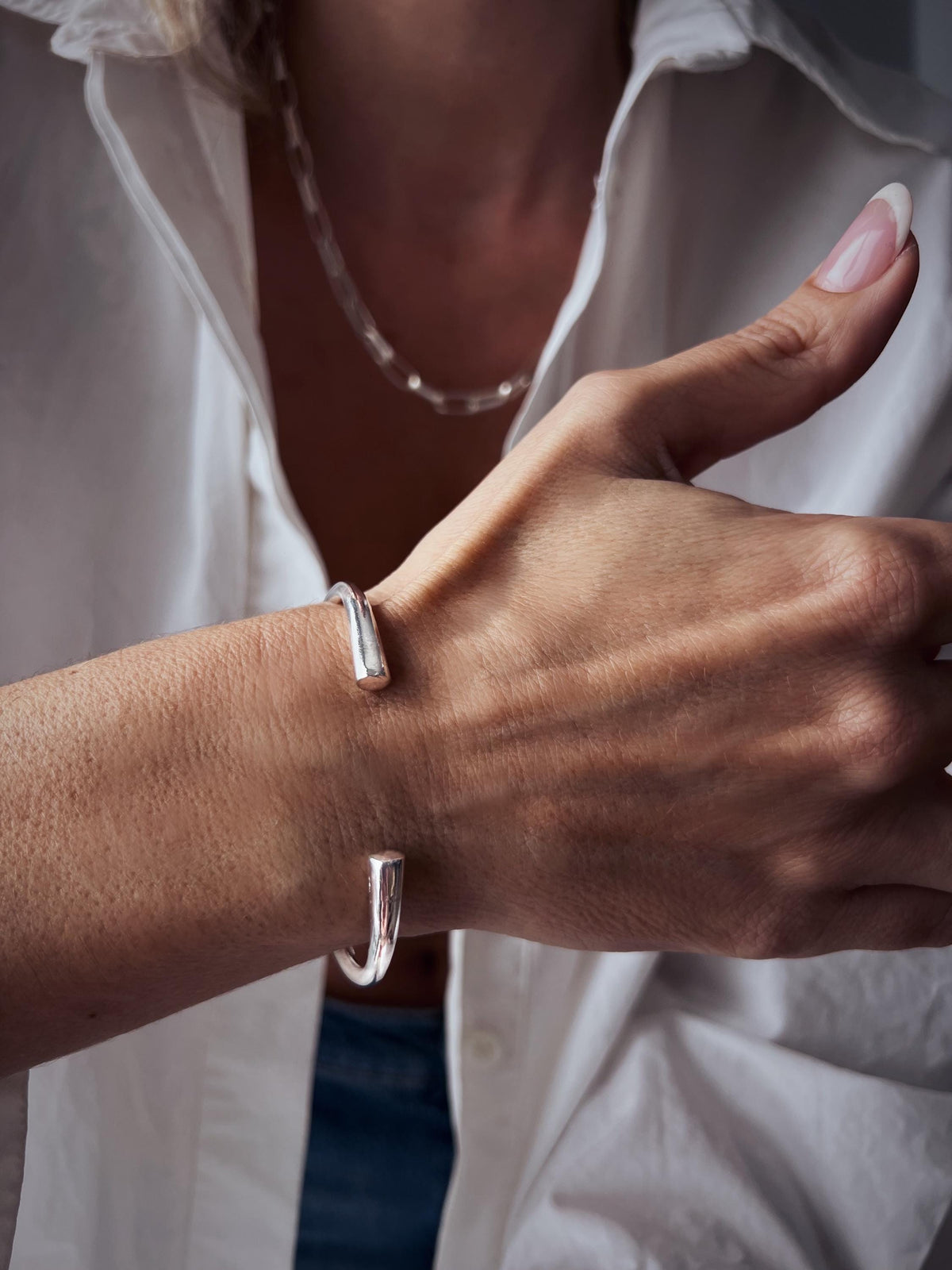 Solid sterling Silver 925 curvy cuff bracelet - KathyRossJewelry