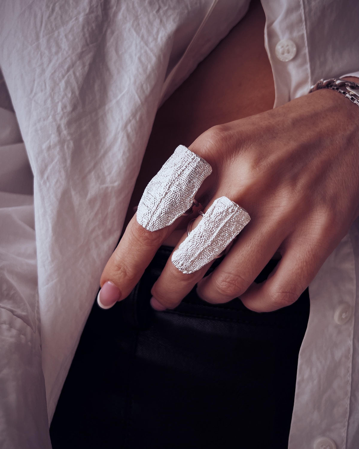 Sterling silver texture ring set - KathyRossJewelry