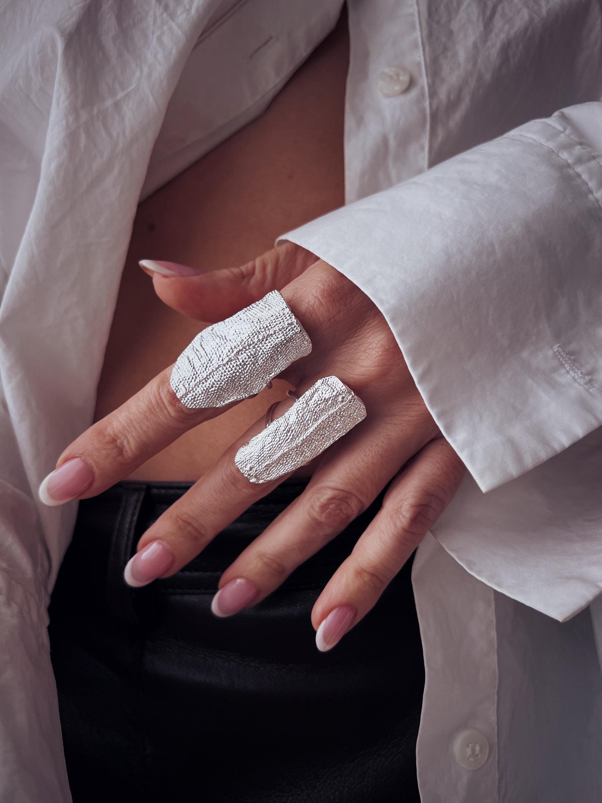 Sterling silver texture ring set - KathyRossJewelry