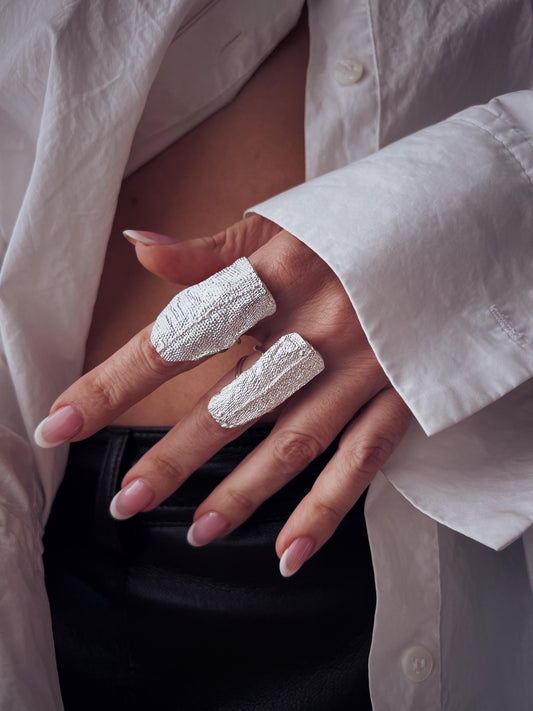 Sterling silver texture ring set - KathyRossJewelry