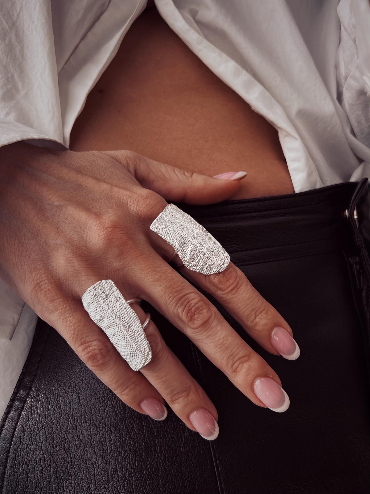 Sterling silver texture ring set - KathyRossJewelry