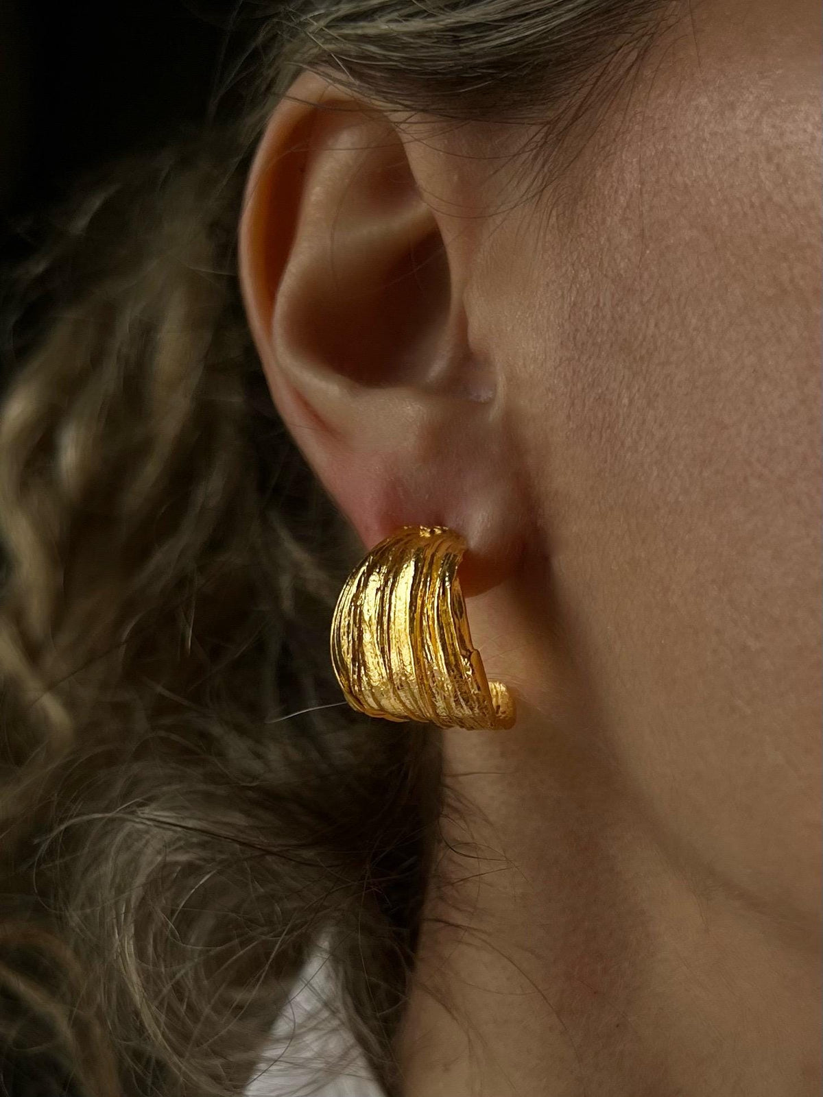 Wide band gold hoop earrings : ssterling silver 925 and 18k gold filled - KathyRossJewelry