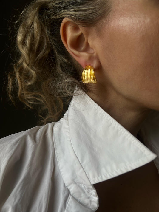 Wide band gold hoop earrings : ssterling silver 925 and 18k gold filled - KathyRossJewelry
