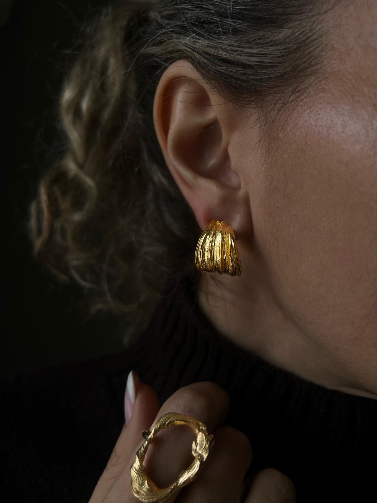 Wide band gold hoop earrings : ssterling silver 925 and 18k gold filled - KathyRossJewelry