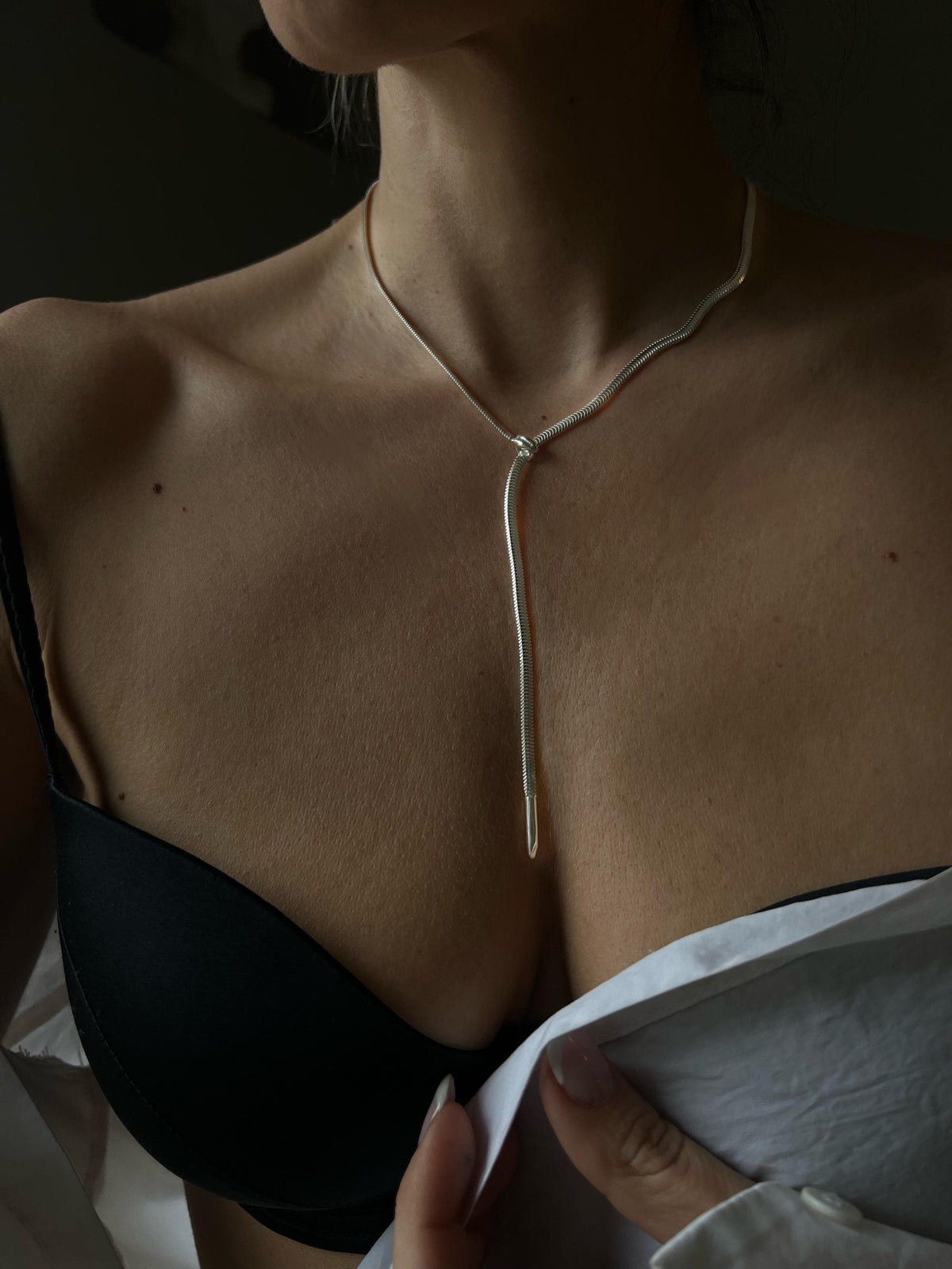 Snake chain necklace :18k gold filled on solid silver lariat serpent necklace - KathyRossJewelry