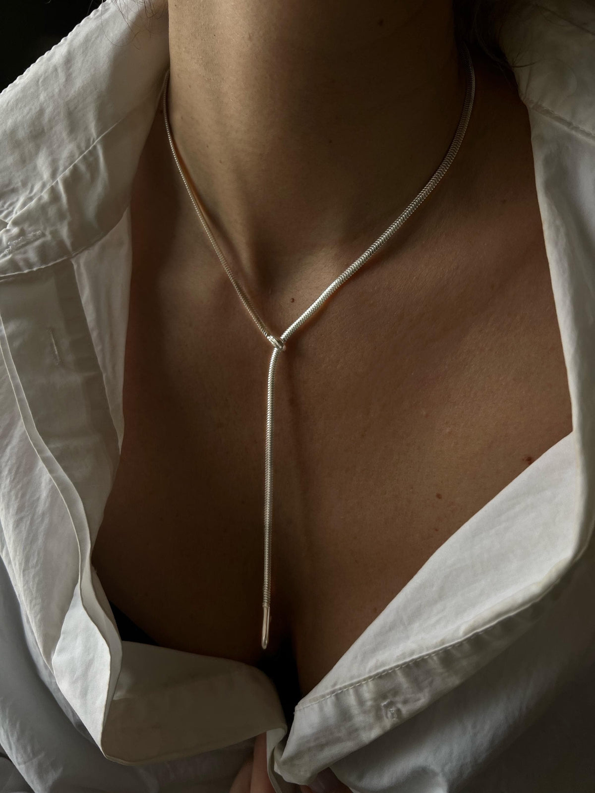 Long chain lariat snake serpent necklace: solid silver 18k gold filled mythological jewelry - KathyRossJewelry