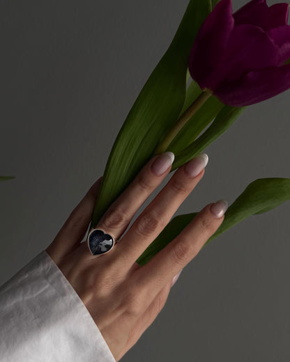 Silver 925 Heart Ring: Pink Tourmaline Quartz Doublet Statement Ring - KathyRossJewelry