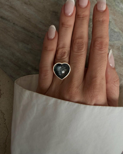 Silver 925 Heart Ring: Pink Tourmaline Quartz Doublet Statement Ring - KathyRossJewelry