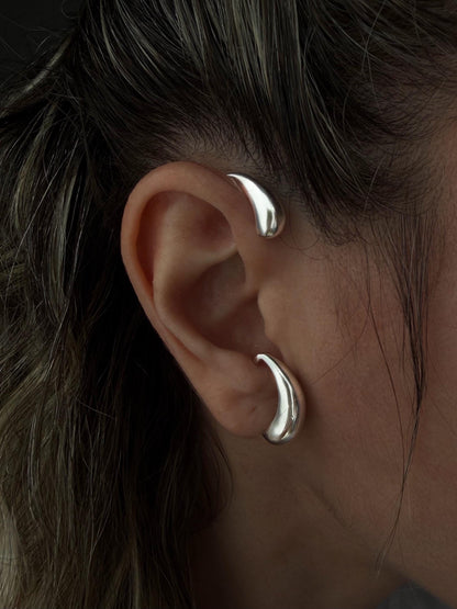 Silver Ear Cuff: curvy earring for no Piercing ears - KathyRossJewelry