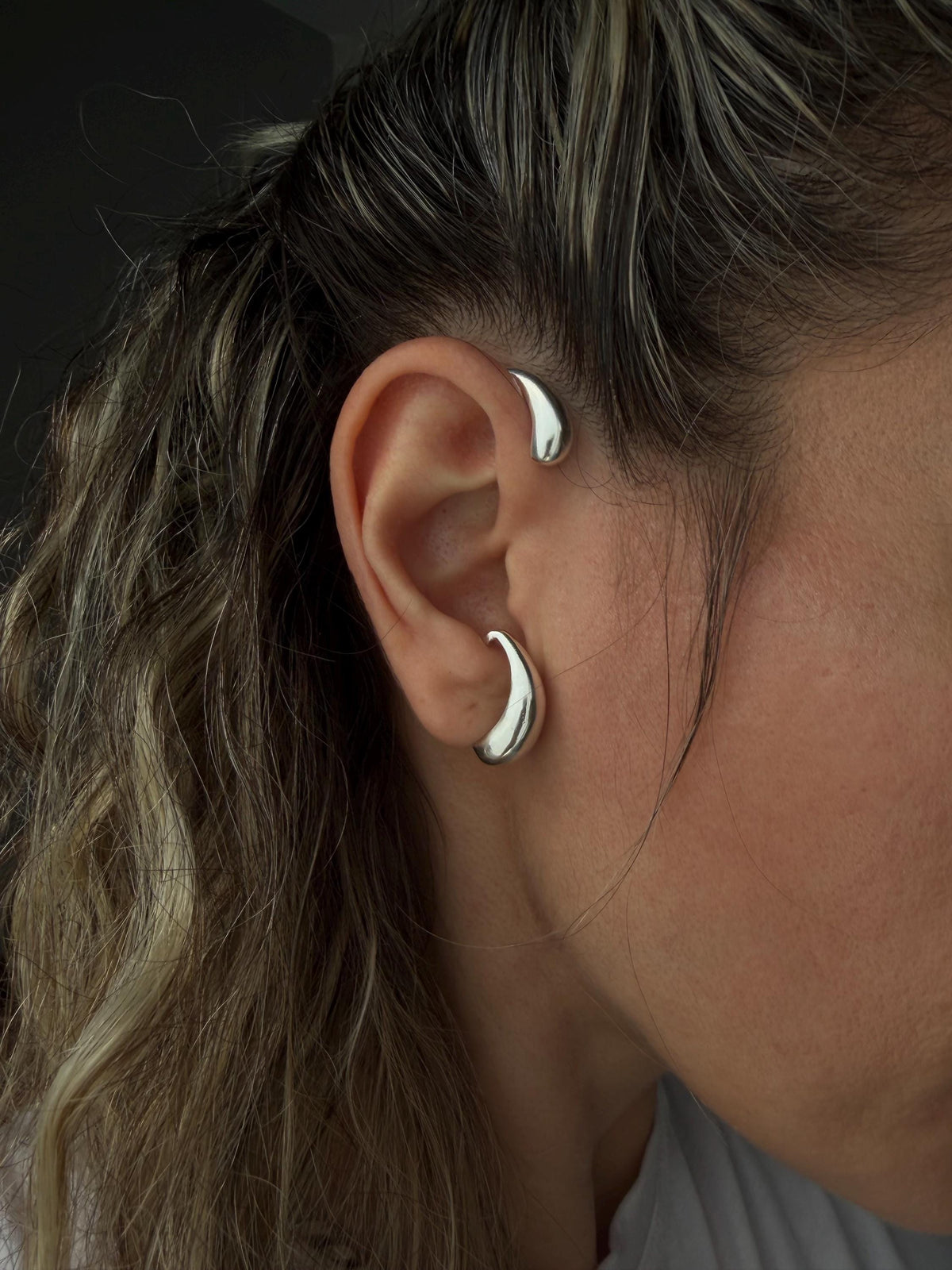 Silver Ear Cuff: curvy earring for no Piercing ears - KathyRossJewelry