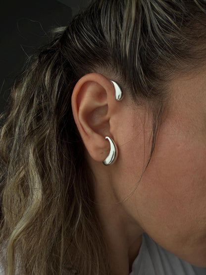 Silver Ear Cuff: curvy earring for no Piercing ears - KathyRossJewelry