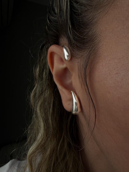 Silver Ear Cuff: curvy earring for no Piercing ears - KathyRossJewelry