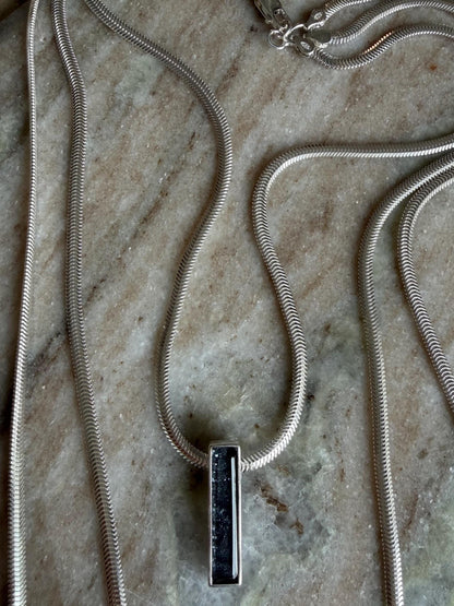 Silver Multi-Chain Necklace: Bar Pendant, Snake Chain, Precious gemstone - KathyRossJewelry