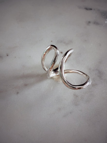 Curvy statement sterling silver 925 ring minimalist jewelry - KathyRossJewelry