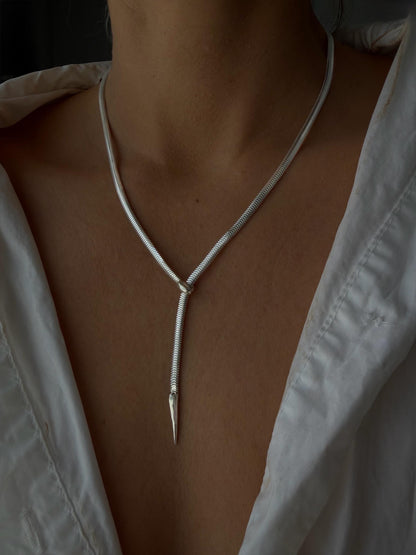 Snake chain necklace :18k gold filled on solid silver lariat serpent necklace - KathyRossJewelry