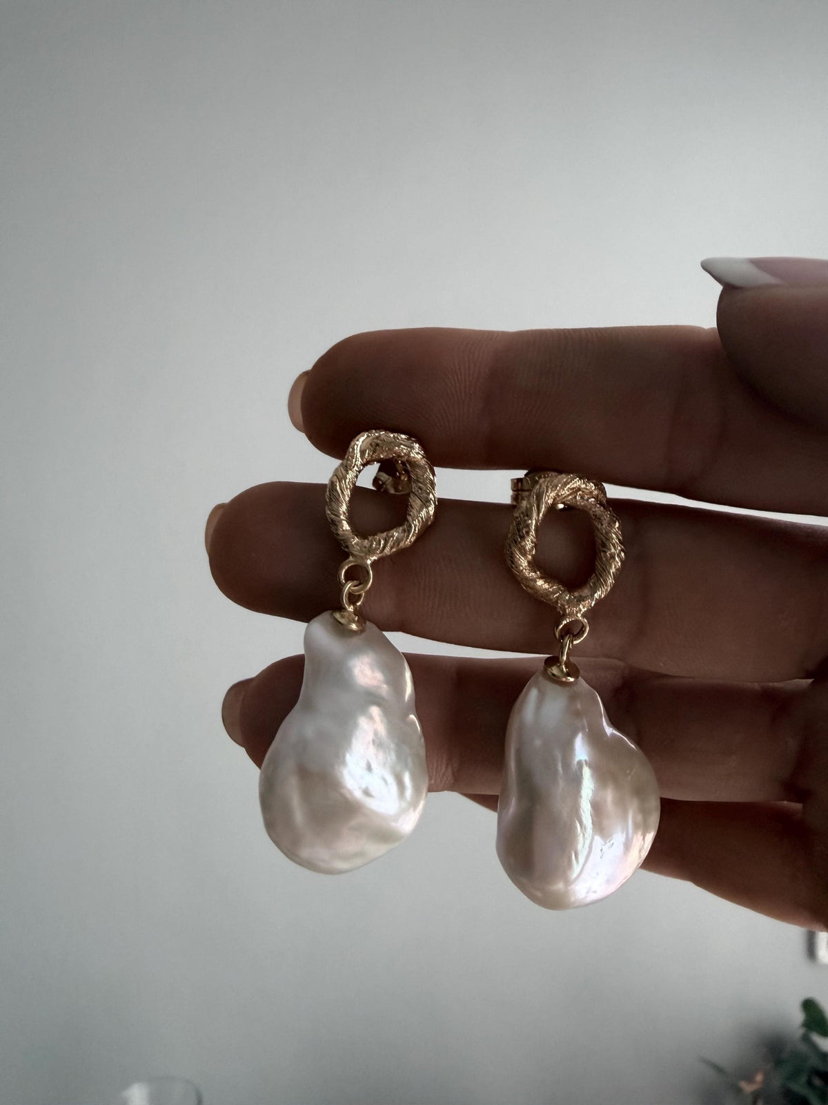 Baroque Pearl Drop Earrings: Gold Filled Sterling Silver Studs - KathyRossJewelry