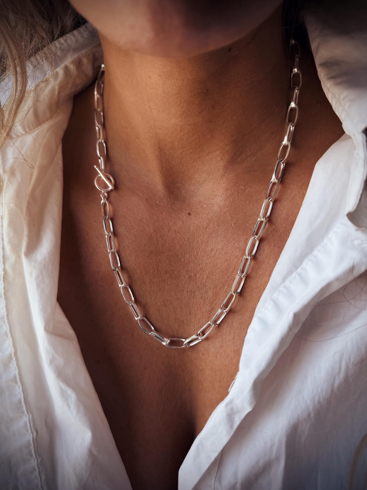 Sterling Silver Paperclip Chain Necklace: Chunky Link Necklace - KathyRossJewelry