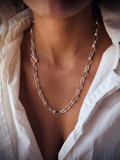 Sterling Silver Paperclip Chain Necklace: Chunky Link Necklace - KathyRossJewelry