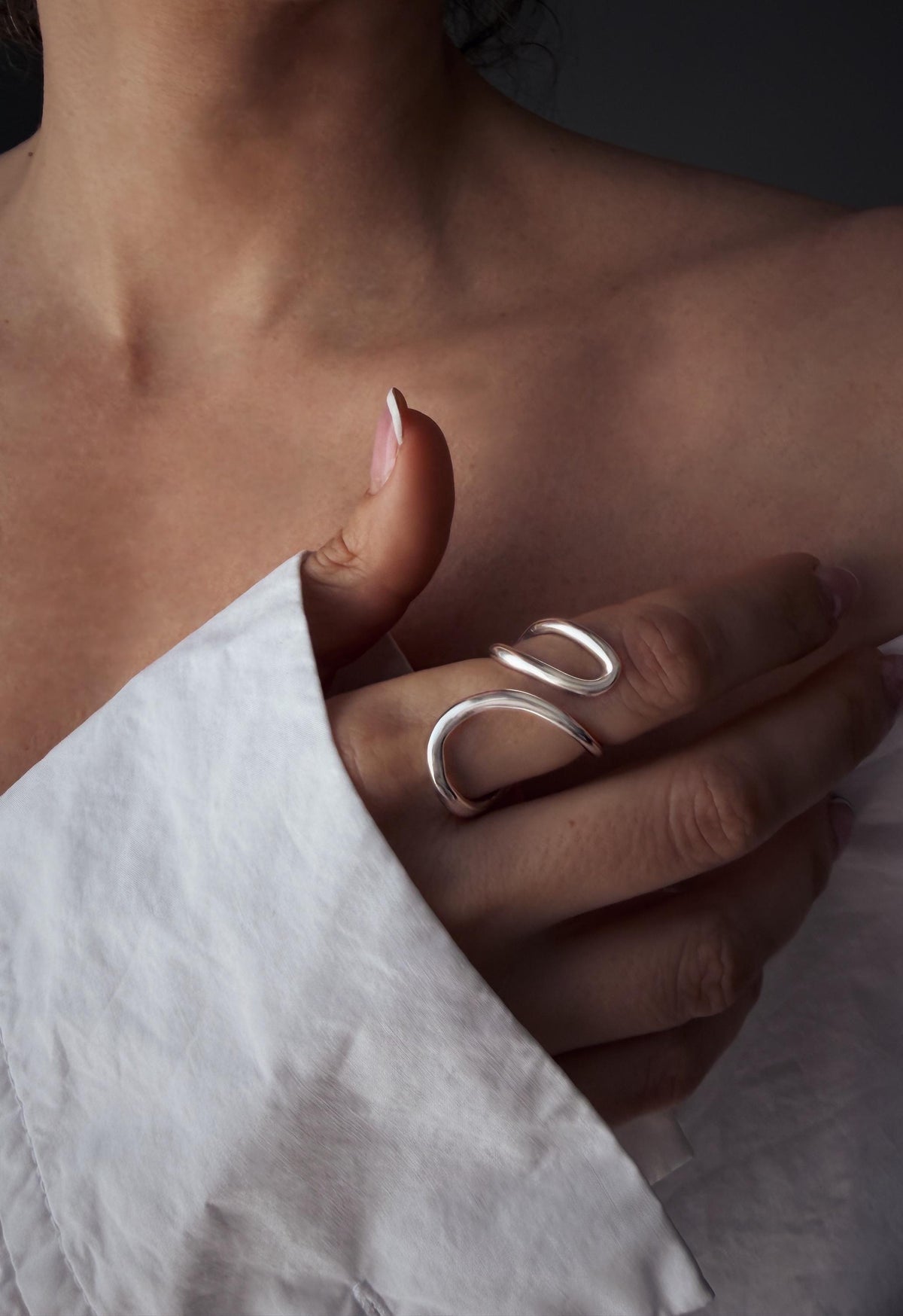Curvy statement sterling silver 925 ring minimalist jewelry - KathyRossJewelry
