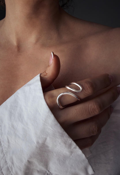Curvy statement sterling silver 925 ring minimalist jewelry - KathyRossJewelry
