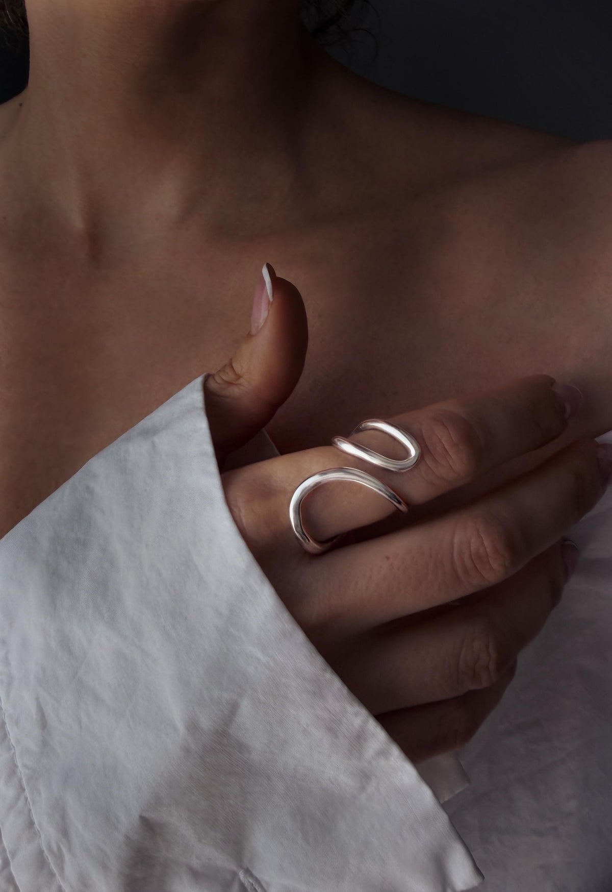 Curvy statement sterling silver 925 ring minimalist jewelry - KathyRossJewelry