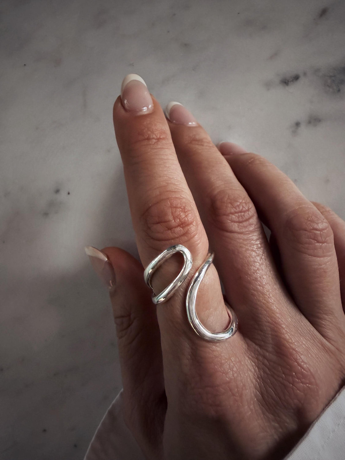 Curvy statement sterling silver 925 ring minimalist jewelry - KathyRossJewelry