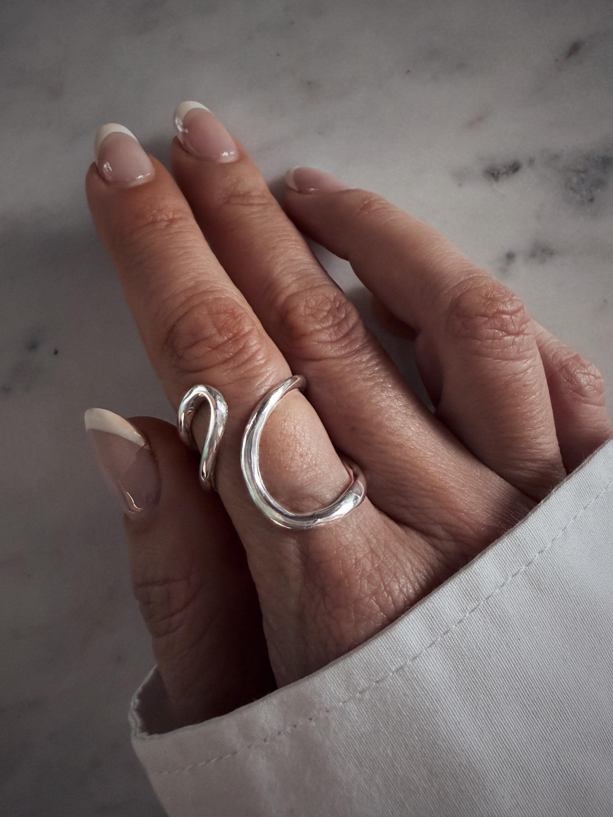 Curvy statement sterling silver 925 ring minimalist jewelry - KathyRossJewelry
