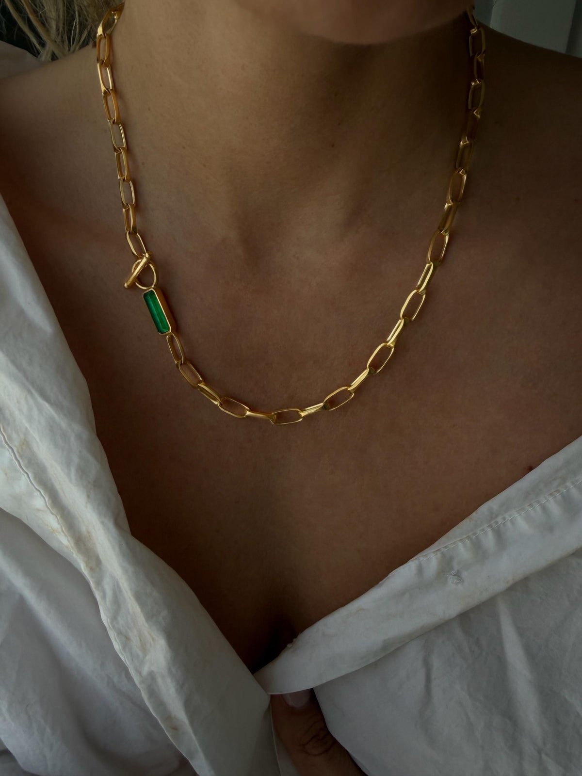 18k Gold filled Paperclip Link Chain Necklace: Gemstone solid sterling silver - KathyRossJewelry