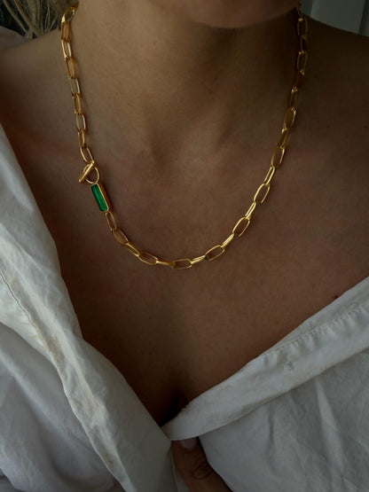 18k Gold filled Paperclip Link Chain Necklace: Gemstone solid sterling silver - KathyRossJewelry