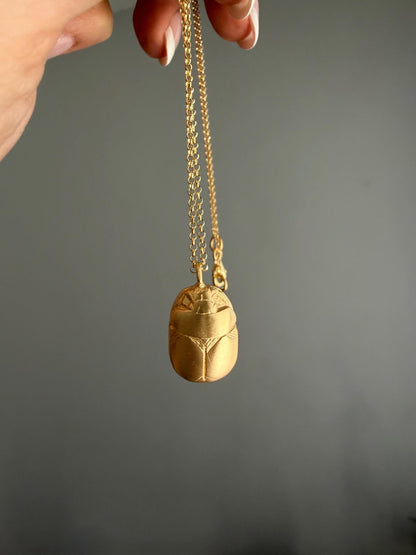 Egyptian Scarab 18k gold filled solid sterling silver 925 necklace : Protection Amulet Gift - KathyRossJewelry
