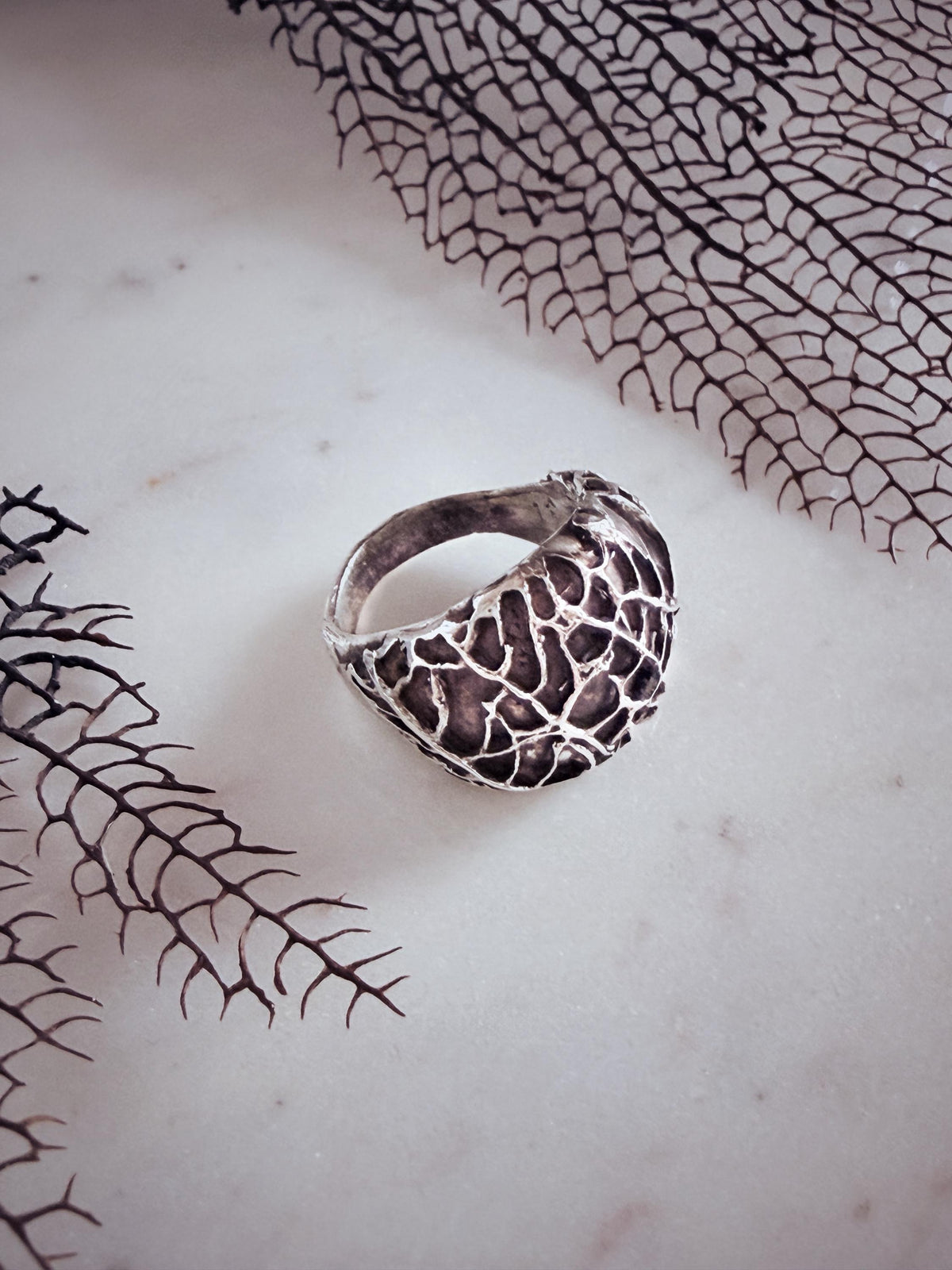 18k Gold filled silver bold with organic texture ring - KathyRossJewelry
