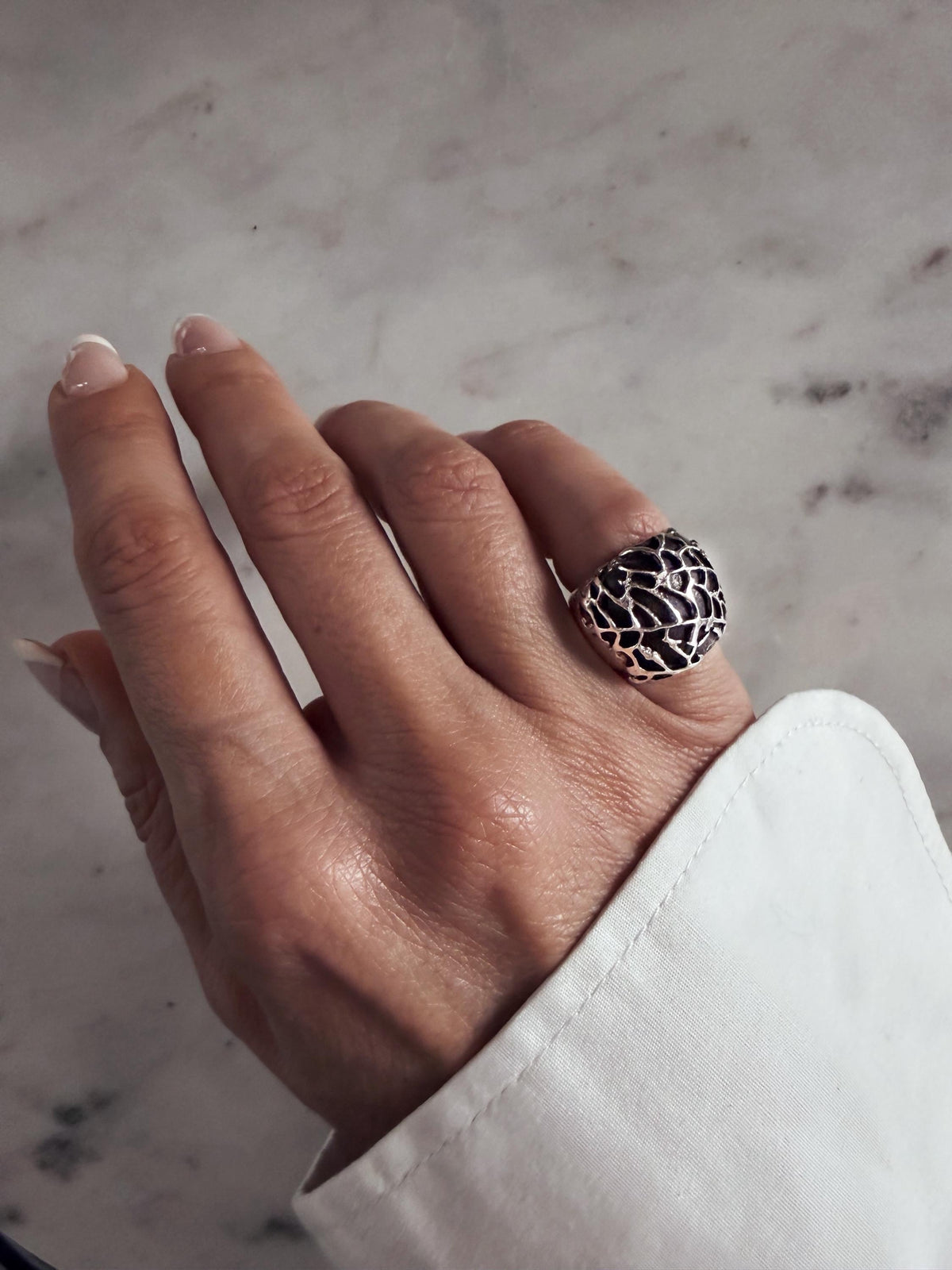 18k Gold filled silver bold with organic texture ring - KathyRossJewelry