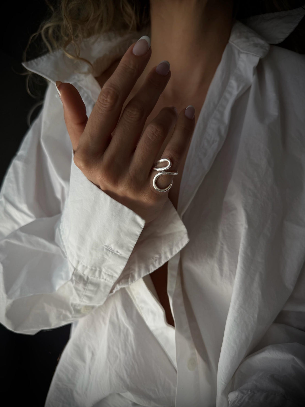 Curvy statement sterling silver 925 ring minimalist jewelry - KathyRossJewelry